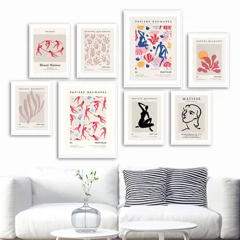 Soyut Matisse Kadın Hattı Mercan Yaprağı duvar sanatı tuval yağlıboya İskandinav Posterler Ve Baskılar Resimleri Için Oturma Odası Ev Dekor