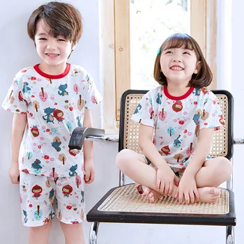 Çilek Pijama Kız Pamuk Seti Yaz çocuk giyim setleri Yürümeye Başlayan Çocuk Pijama Koreli Çocuklar günlük giysi 2 6 8 10 Yıl 2