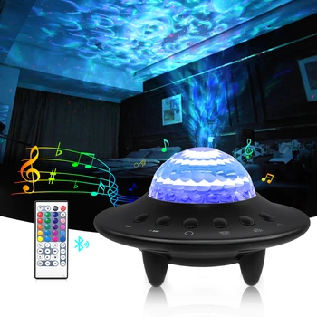 Galaxy projektör yıldızlı gökyüzü lazer ışıkları UFO şarj edilebilir gece lambası bluetooth hoparlör ile ev odası dekor armatürleri hediye 0