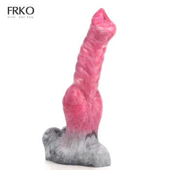 FRKO Köpek Yapay Penis Çoklu Renkler Karıştırma Silikon Seks Oyuncakları Çift Eklemek Vajina Derinliği 21.5 cm Mastürbasyon Anal Plug Sopa