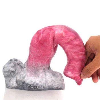 FRKO Köpek Yapay Penis Çoklu Renkler Karıştırma Silikon Seks Oyuncakları Çift Eklemek Vajina Derinliği 21.5 cm Mastürbasyon Anal Plug Sopa 3