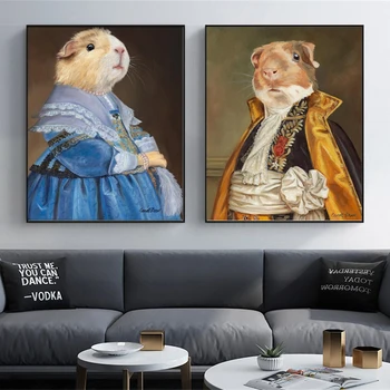 Empresyonizm Kobay Baskılar Duvar Posteri Baskı Hayvanlar Giysi Tuval Boyama Sanatı resimleri Oturma Odası Ev Dekor Hediye