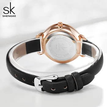 SHENGKE Zarif Kadın Deri kol saati Tasarlanmış Kuvars Bayan Saatler SK 2021 Yeni Kadın Saat Üst Marka Moda Hediye 2