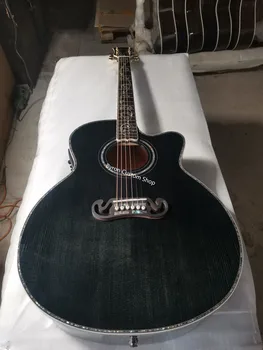 ücretsiz kargo 43 inç profesyonel jumbo alev akçaağaç kesit gitar Byron Jumbo Gitar SİYAH asma üst akustik elektro gitar
