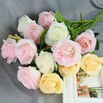 10 Adet Yapay İpek Gül Çiçekler düğün buketi Dekorasyon Ev Partisi masa süsü Sahte Bitkiler sevgililer Günü Hediyesi
