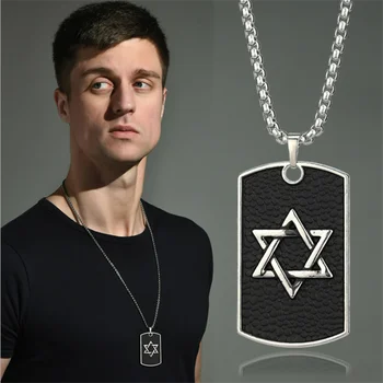 Magen David Kolye Erkek Paslanmaz Çelik Yıldız Etiketi Yahudi İsrail İbranice Kolye Mühür Solomon Tılsım Muska İslam Takı