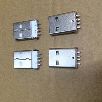 100 Adet / grup USB-A Erkek Konnektör 4Pin SMT USB A 2.0 Fiş 2 sabit ayak