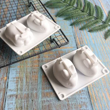 DIY paskalya tavşanı Domuz Silikon Mus Kek Kalıbı Sabun Yapımı Araçları Pasta Pişirme Kalıpları 0