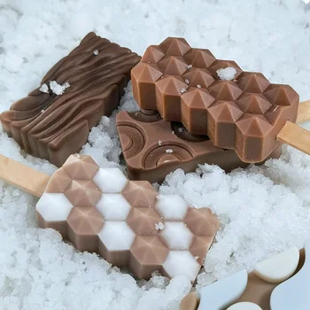 4 Delik Kalp Şeklinde Popsicle silikon kalıp Elmas Dondurma Kalıp Buz Küpü Makinesi Reçine Buz Küpü Tepsi DIY Popsicle Varil Kalıp