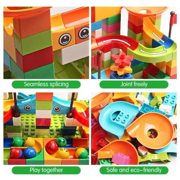 Büyük Boy oyuncak inşaat blokları Mermer Yarış Çalıştırmak Blok Labirent Top Huni Slayt Blokları Parça Yapı Taşları DIY Yaratıcı Tuğla Oyuncaklar