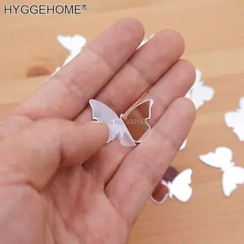 (100 Adet / grup) 3 * 2cm Kelebek Akrilik Ayna Duvar Sticker çocuk Kız DIY Aksesuar 3D Ev Dekor Oturma Odası Yatak Odası için