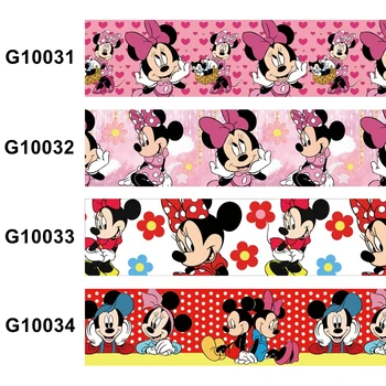25MM 38MM Disney Mickey Minnie Mouse Baskılı Karikatür saç fiyonkları Grogren Kurdele