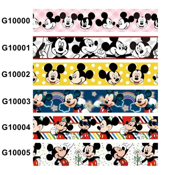 25MM 38MM Disney Mickey Minnie Mouse Baskılı Karikatür saç fiyonkları Grogren Kurdele 1