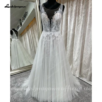 Lakshmigown Dantel Korse Boho düğün elbisesi 2023 Robe Femme Tül gelinlikler vestido de novia para boda sivil
