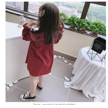 Kız Elbise Kore Moda Elbise Sonbahar Uzun Kollu Elbise Bahar Prenses Çiçek Elbise Yürümeye Başlayan Kızlar Prenses Parti Elbise 2-6Y