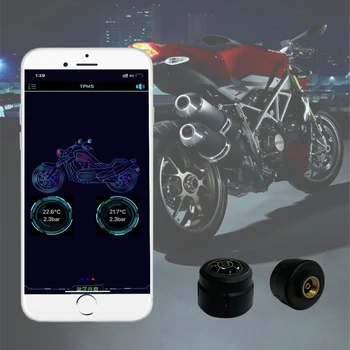 Bluetooth 5.0 Otomatik Gerçek Zamanlı motosiklet lastikleri Basınç Sensörleri Android TPMS Lastik Basıncı İzleme Sistemi motosiklet alarmı 3