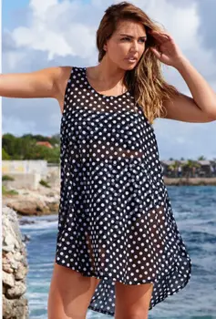 Seksi Kadın Mayo Kapak-Ups Polka Dot Şifon Mayo Büyük Yaz Kadın Plaj Elbise Mayo 0