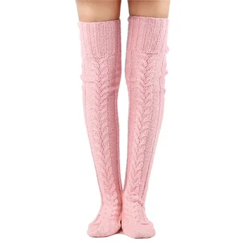 Kadın Örme Uyluk Yüksek Çorap Diz Üzerinde Uzun Çorap Elastik Diz Yüksek Bacaklar Tayt Kış Sonbahar XR-Sıcak