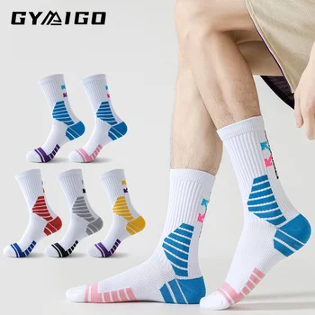 GYMIGO Yeni Stil Moda basketbol çorapları Yüksek Kaliteli Sıkıştırma Bisiklet Çorap Erkekler Atletik Hızlı Kuru futbol çorapları Erkekler İçin