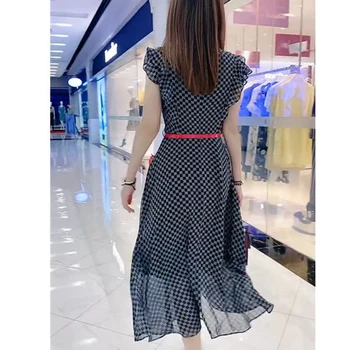 2022 Yaz Zarif Moda Baskılı Şifon Elbiseler Kadın Kore Tarzı Midi Elbise Estetik Mizaç Kolsuz A-line Etek