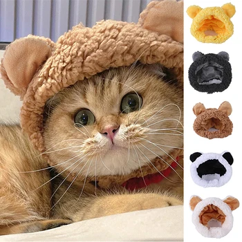 Pet Kedi Kap Köpek Şapka Sevimli Ayı Kulaklar Sıcak Peluş Şapka Yeni Yıl Partisi Noel Pet Cosplay Kostüm Evcil Hayvan aksesuarları Malzemeleri 0