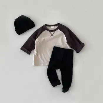 2022 Sonbahar Yeni Bebek Katı Tayt Pamuk Bebek dar pantolon Erkek Yürümeye Başlayan Nervürlü Pantolon Çocuk Giysileri Kız rahat pantolon