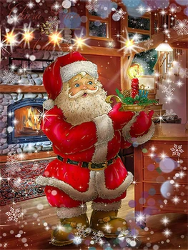 HUACAN 5d Dıy Elmas Boyama Noel Noel Baba Ev Dekor Elmas Nakış Mozaik Noel Ev Ağacı Duvar Sticker 2