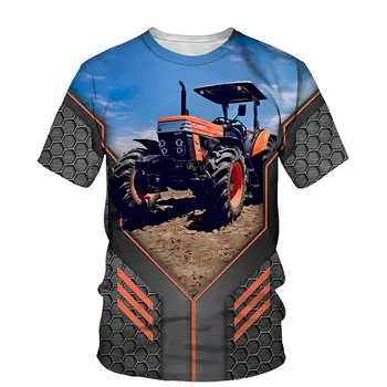 T-shirt 3D Baskı Kamyon traktörler Yaz çocuk Yuvarlak Boyun TShirt Boy Erkek Kız Unisex Moda Gevşek Çocuk Giyim 0