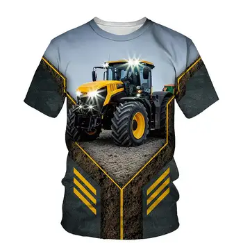 T-shirt 3D Baskı Kamyon traktörler Yaz çocuk Yuvarlak Boyun TShirt Boy Erkek Kız Unisex Moda Gevşek Çocuk Giyim 1