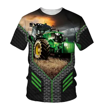 T-shirt 3D Baskı Kamyon traktörler Yaz çocuk Yuvarlak Boyun TShirt Boy Erkek Kız Unisex Moda Gevşek Çocuk Giyim 2