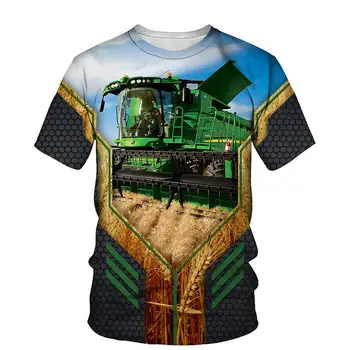 T-shirt 3D Baskı Kamyon traktörler Yaz çocuk Yuvarlak Boyun TShirt Boy Erkek Kız Unisex Moda Gevşek Çocuk Giyim 3