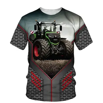 T-shirt 3D Baskı Kamyon traktörler Yaz çocuk Yuvarlak Boyun TShirt Boy Erkek Kız Unisex Moda Gevşek Çocuk Giyim 5