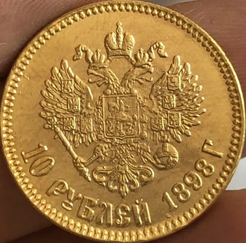 24-K Altın kaplama 1898-1911 rusya 10 Ruble altın Sikke kopya