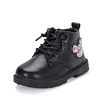 Kızlar Sevimli Karikatür Çizmeler 2022 Kış Sonbahar Çocuk Sıcak kısa çizmeler Erkek Siyah pamuklu ayakkabılar Bebek Yumuşak Sıcak Yürümeye Başlayan Çocuk Botları 3
